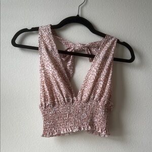 SHEIN Pink Floral Smocked Tank Top